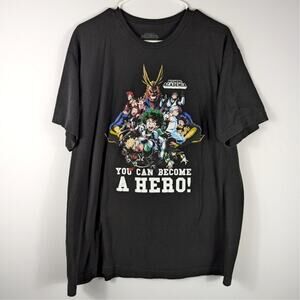 My Hero Academia Anime Tee You Can Become A Hero Shirt Mens XL Black Streetwear